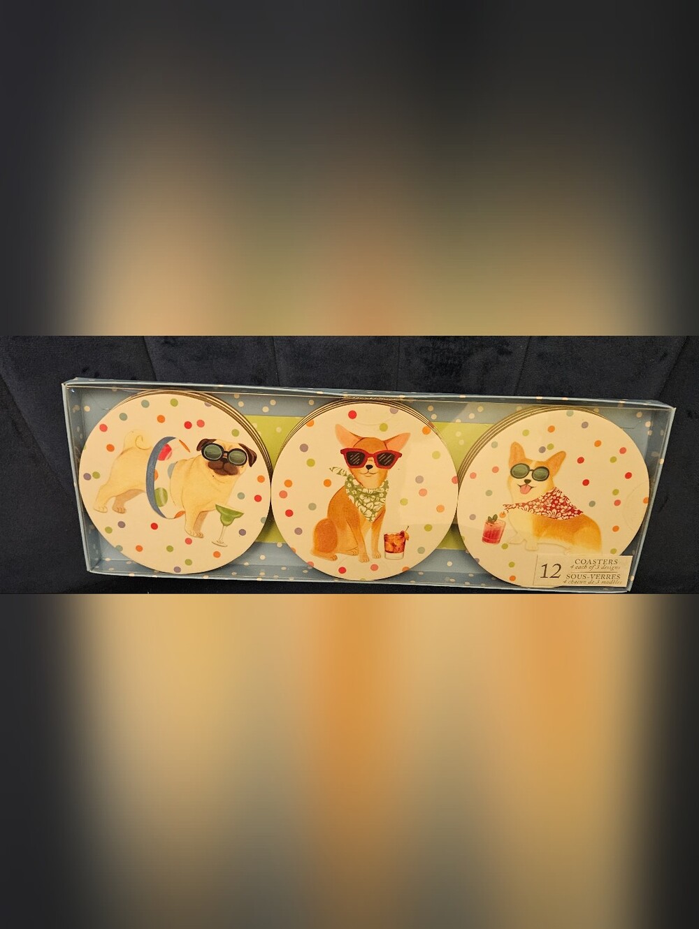 Molly & Rex Dog Party Coasters Set - Fun Multicolor Animal Designs 12ct